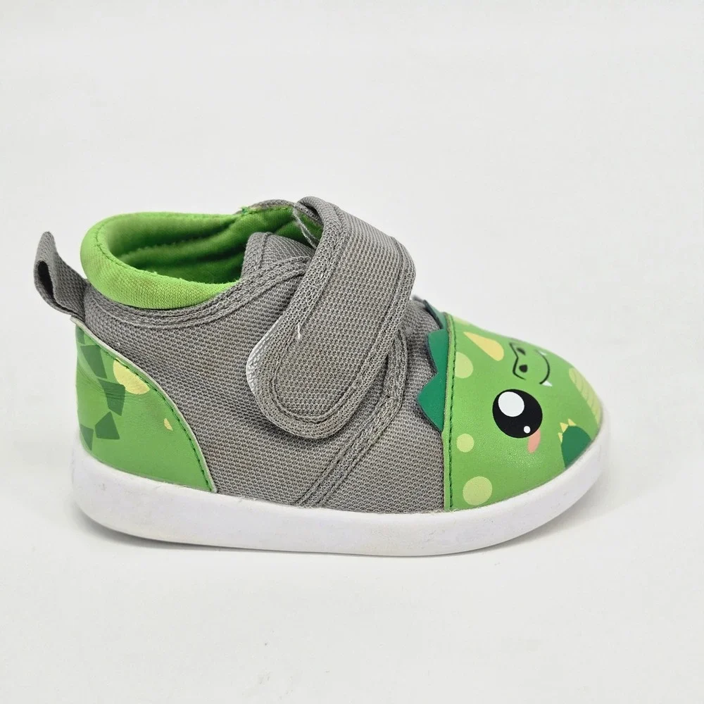 ikiki Oliver the Dragon Squeaky Wide Toe Box Grey Green Toddler Shoes Sneaker 5